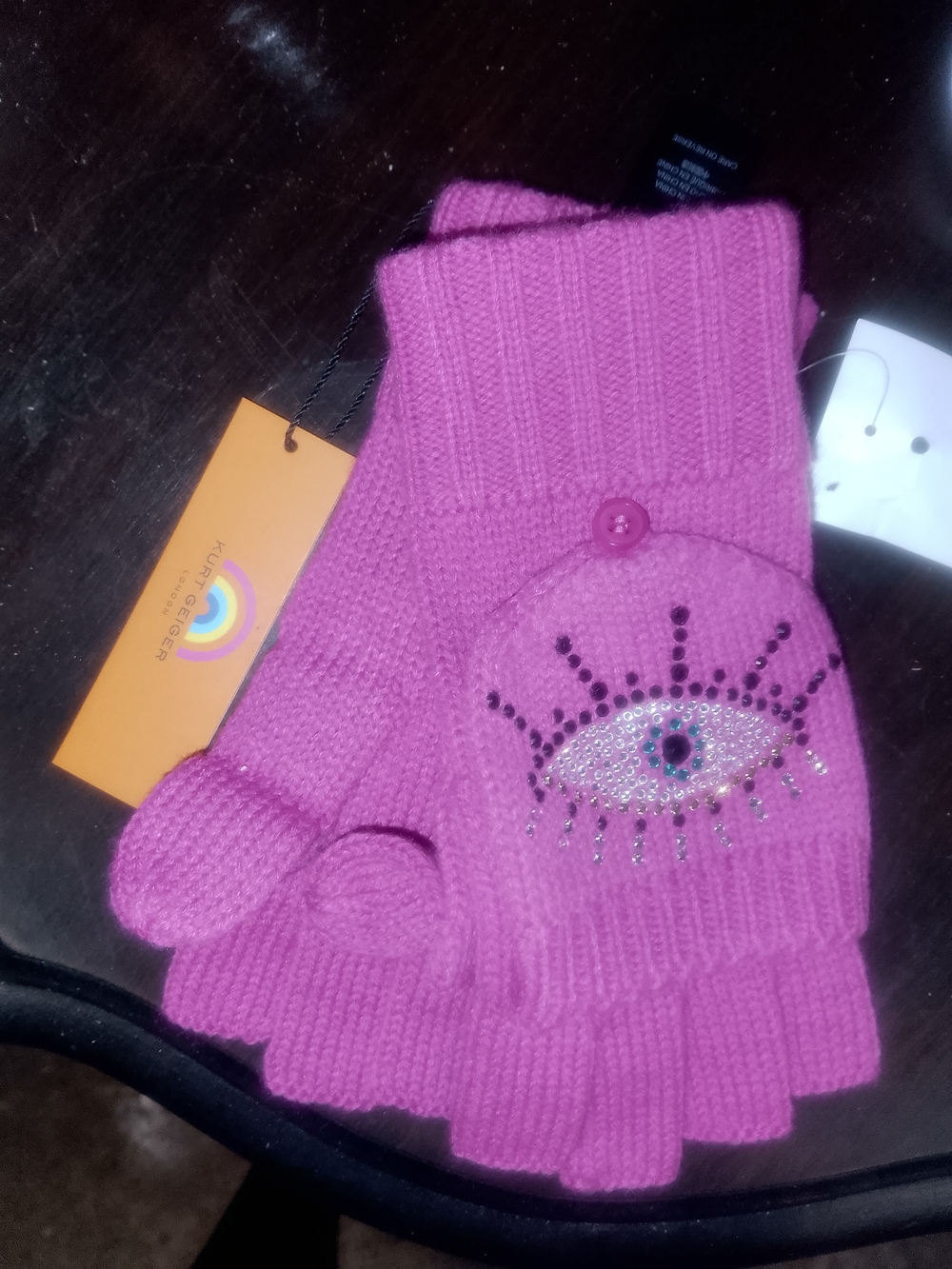 KURT GEIGER Pink Embellished Mittens NWT